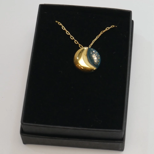 Blue Moon Phase Necklace with Gold Fill Chain
