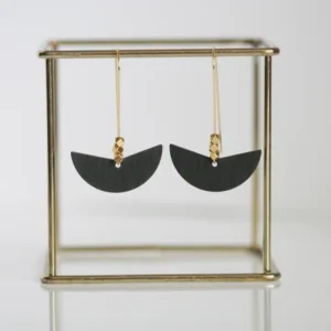 Black Brass Moon Earrings - Kaiko Studio