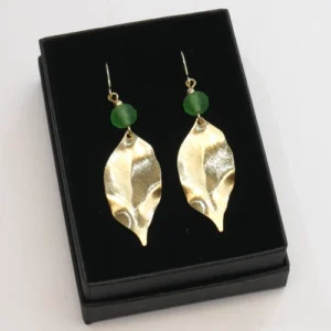 Krobo & Brass Leaf Earring - Danu